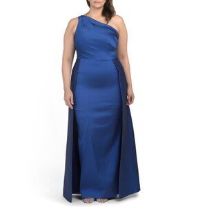 TERI JON Royal One Shoulder Gown With Full Skirt